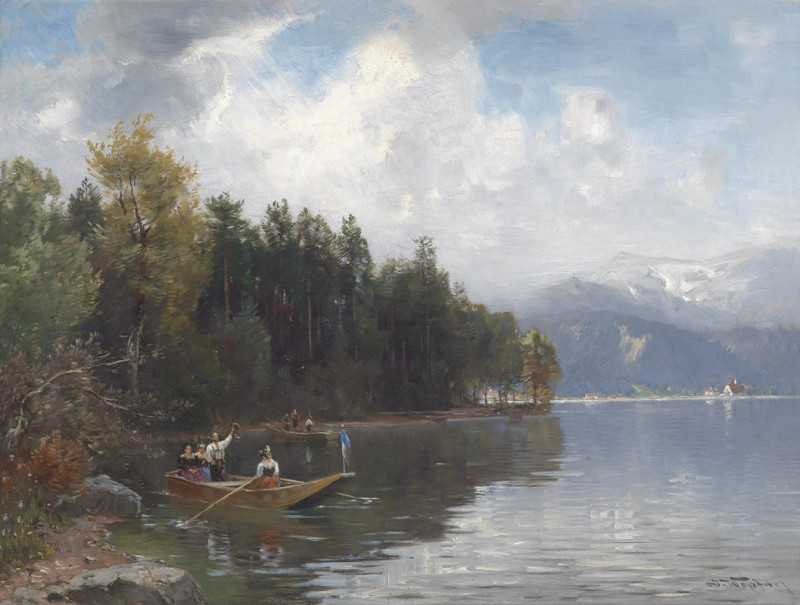 Partie am Walchensee reproduction of painting by Joseph Wopfner. ALL GICLEE PRINTS