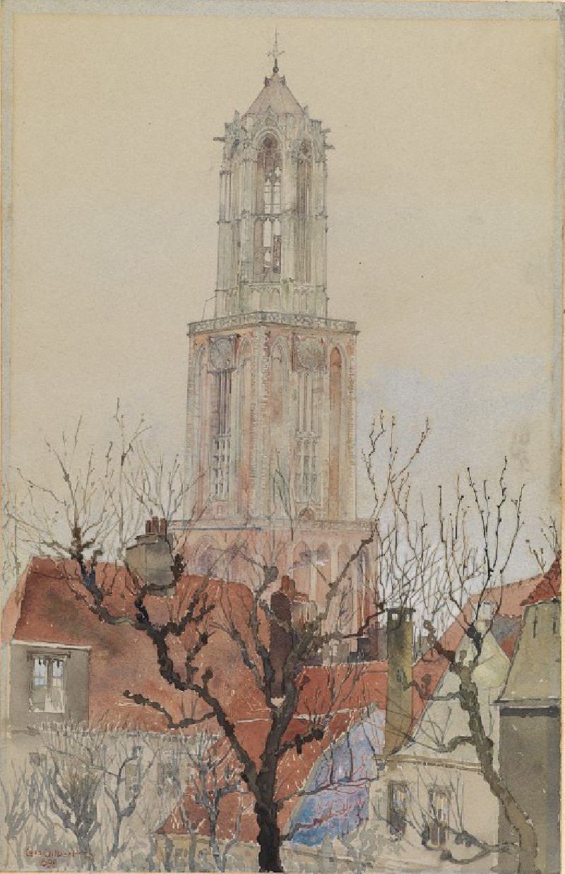 Tower of the Cathedral of Utrecht, Holland (1898) reproduction of painting by Cass Gilbert. ALL GICLEE PRINTS