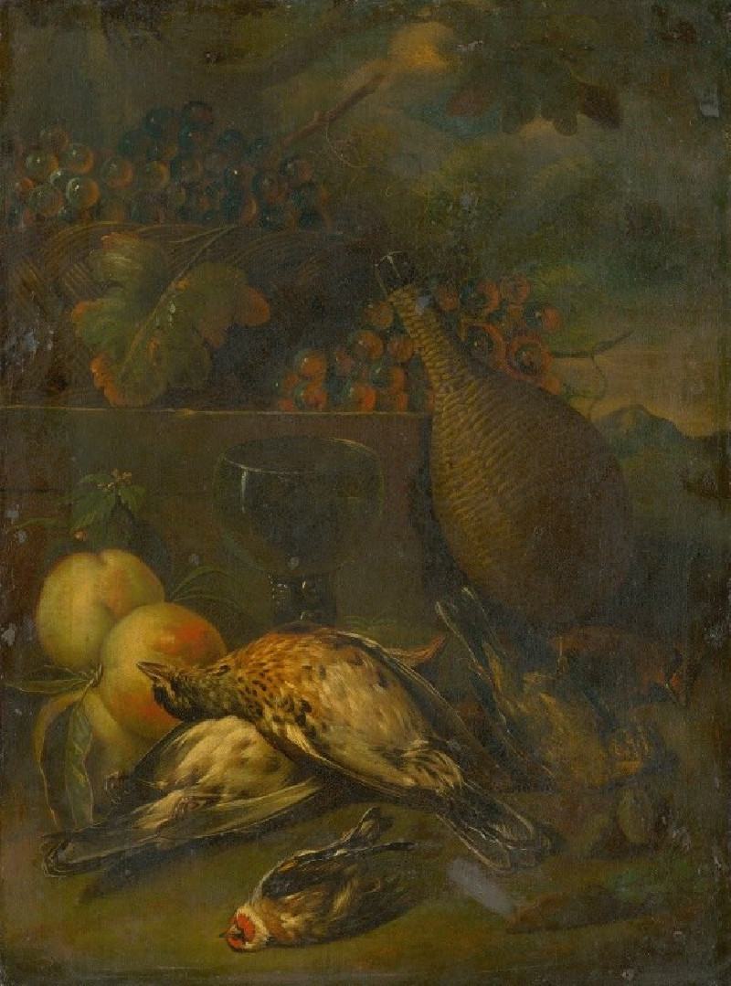 Still Life with Fieldfares (1730–1740) reproduction of painting by Philipp Ferdinand de Hamilton. Still-life