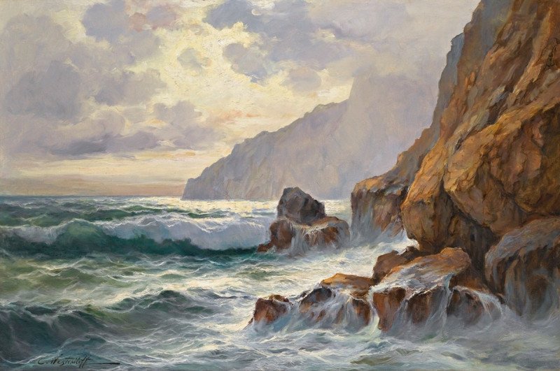 The Rocky Coast reproduction of painting by Constantin Westchiloff. ALL GICLEE PRINTS