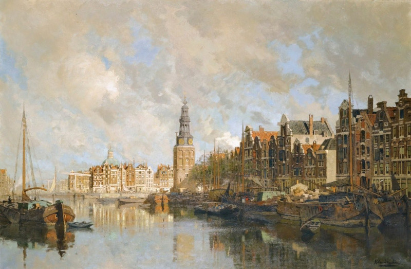 Montelbaanstoren, Amsterdam reproduction of painting by Johannes Christiaan Karel Klinkenberg. ALL GICLEE PRINTS