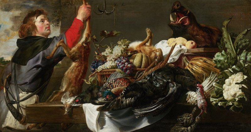 Still Life with Huntsman (c. 1615) reproduction of painting by Frans Snyders. Still-life