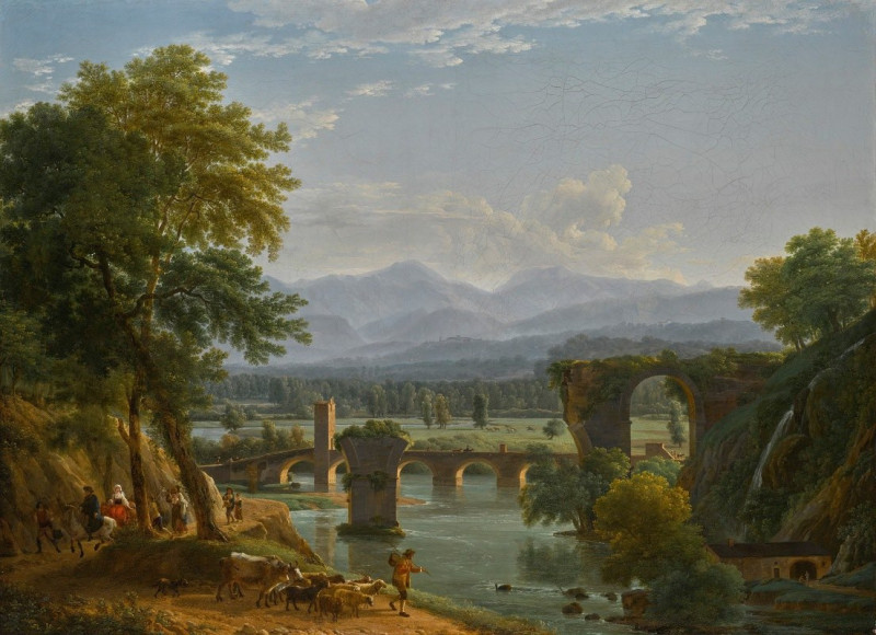 The Augustus Bridge Over The River Nera, Near The City Of Narni, Italy (1790) reproduction of painting by Jean-Joseph-Xavier ...