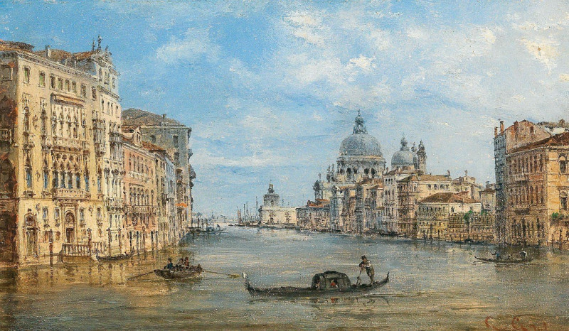 Venice, a view of the Grand Canal reproduction of painting by Giovanni Grubacs. ALL GICLEE PRINTS