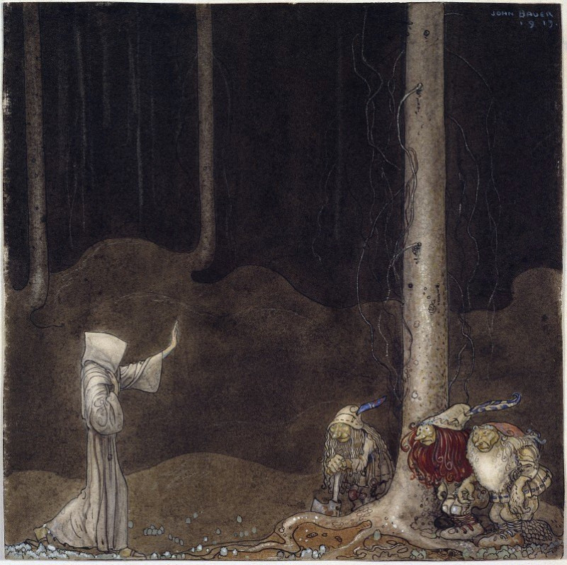 Brother St. Martin and the Three Trolls (1913) reproduction of painting by John Bauer. ALL GICLEE PRINTS