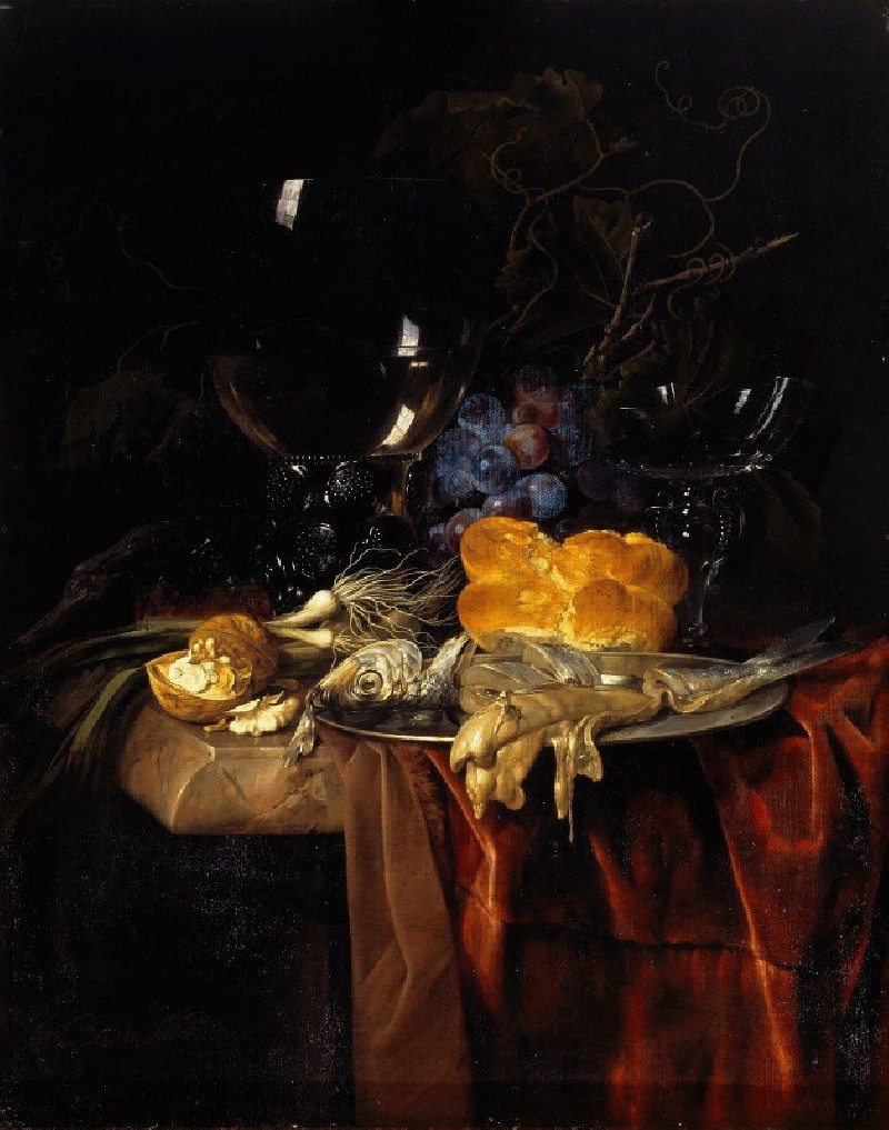 Das Frühstück (1679) reproduction of painting by Willem van Aelst. ALL GICLEE PRINTS