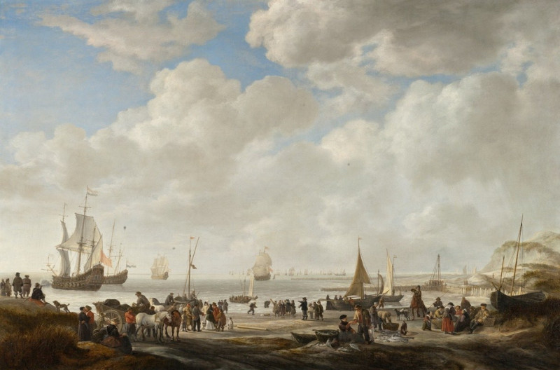 View of a Beach (1646) reproduction of painting by Simon de Vlieger. ALL GICLEE PRINTS