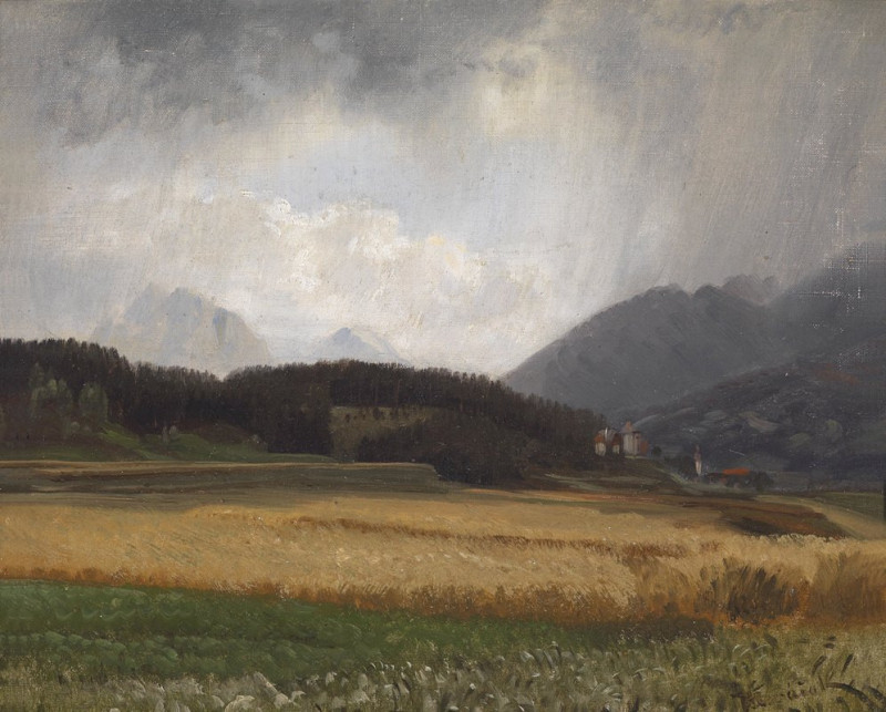 Regenstimmung über Igls reproduction of painting by Anton Hlavacek. ALL GICLEE PRINTS