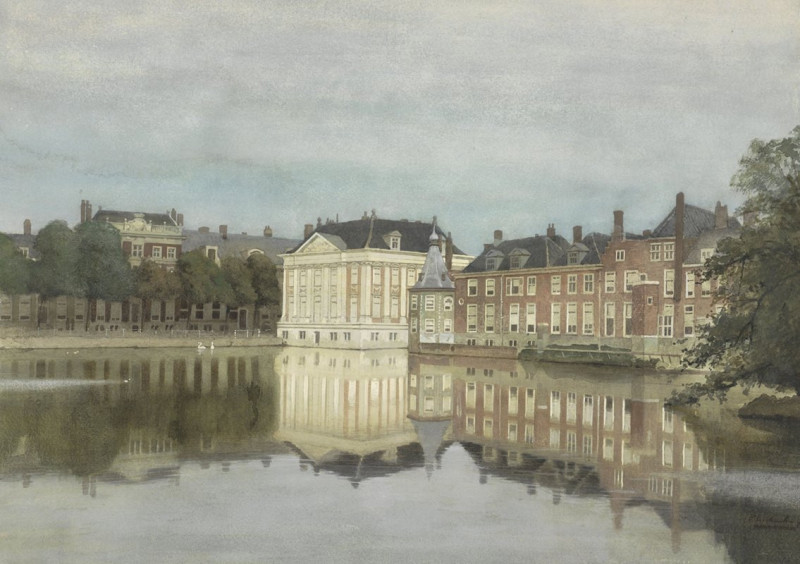 Hofvijver met Mauritshuis (1862 - 1924) reproduction of painting by Johannes Christiaan Karel Klinkenberg. ALL GICLEE PRINTS