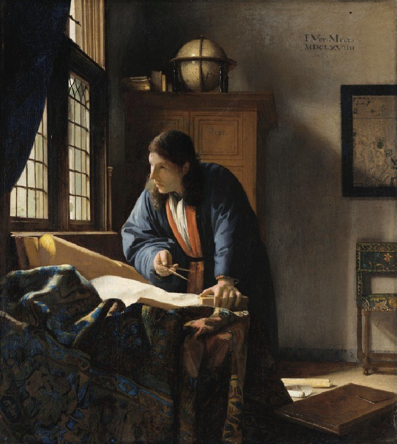 The Geographer (1669) reproduction of painting by Johannes Vermeer. ALL GICLEE PRINTS