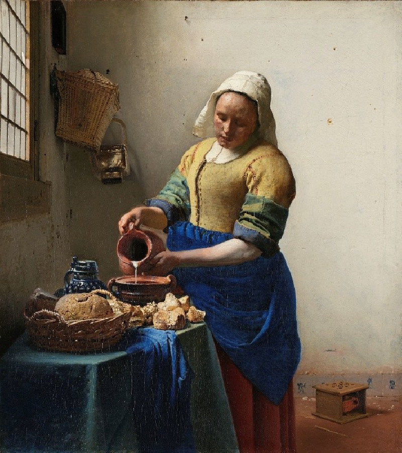 The Milkmaid (c. 1660) reproduction of painting by Johannes Vermeer. ALL GICLEE PRINTS