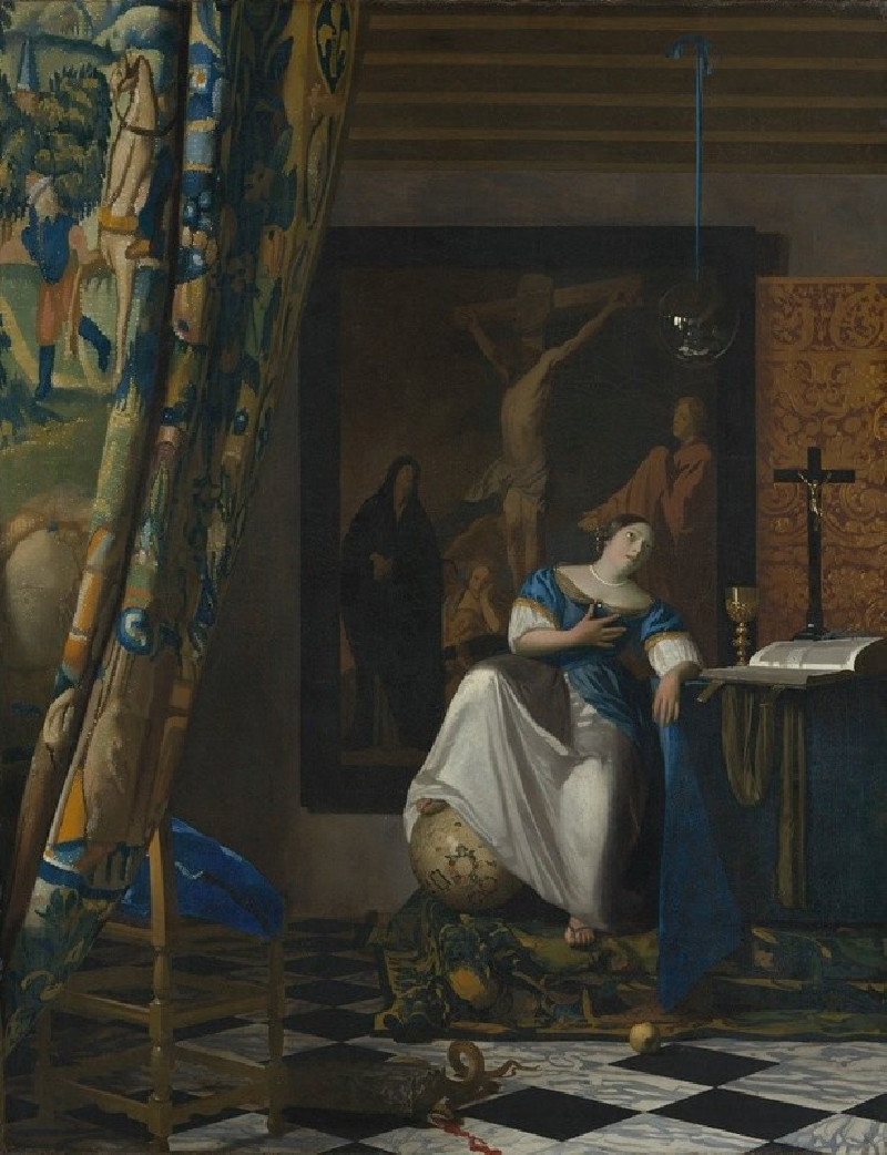 Johannes Vermeer reprodukcija Allegory of the Catholic Faith (ca. 1670–72), VISOS REPRODUKCIJOS , paveikslai, reprodukcijos i...