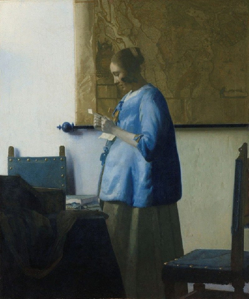 Woman Reading a Letter (c. 1663) reproduction of painting by Johannes Vermeer. ALL GICLEE PRINTS